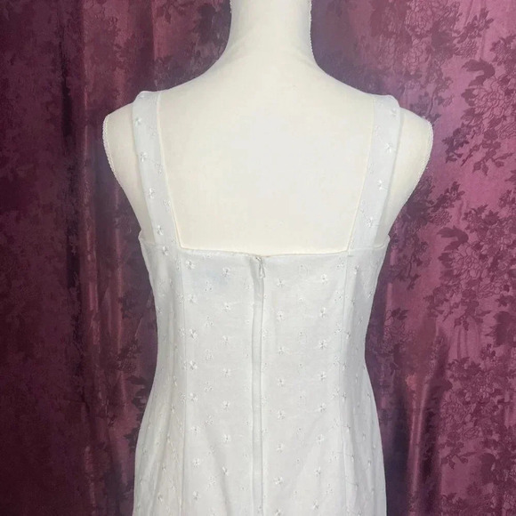 Dress Barn White Linen Dress Eyelet Floral Embroidery With Cardigan Size 6 - Picture 8 of 11